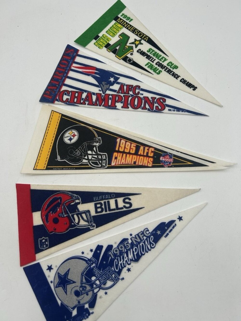 Vintage Lot NFL Football Mini Pennant 9" x 4" Felt Banner Flag Lot